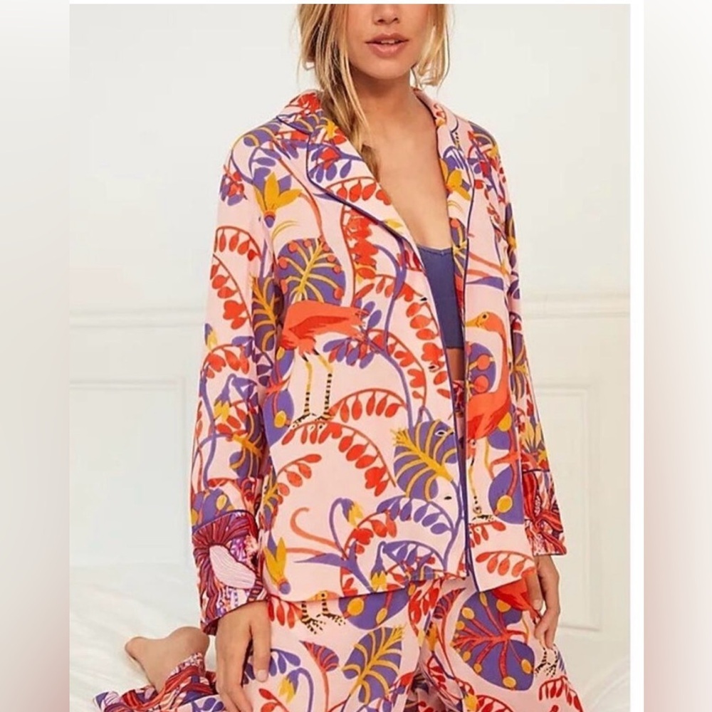 Anthropologie Claire Colin Botanical Pajama Set Size Large